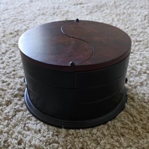 Modern Black and Brown Jewelry Organizer with Curved Lid